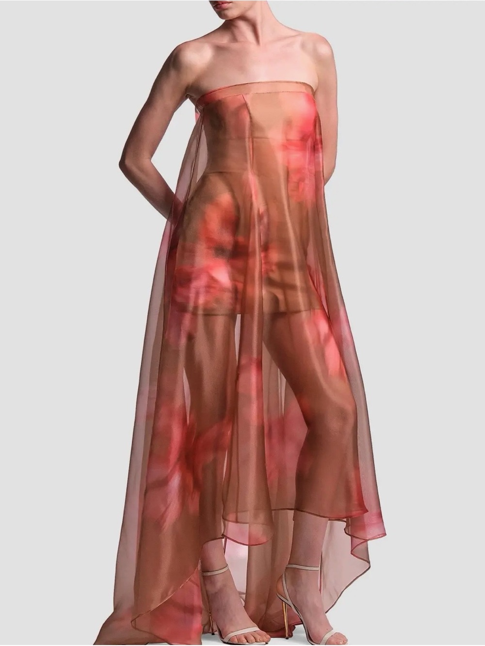 Annika Watercolor Floral Strapless Gown - Picture 2 of 6